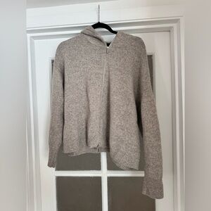 Zara Hooded Zip Cardigan in Taupe